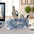 thumbnail image 4 of Pen Holder 4 Compartments Acrylic Pencil Cup Desktop Makeup Organizer Office Supplies Blue White Wave, 4 of 7
