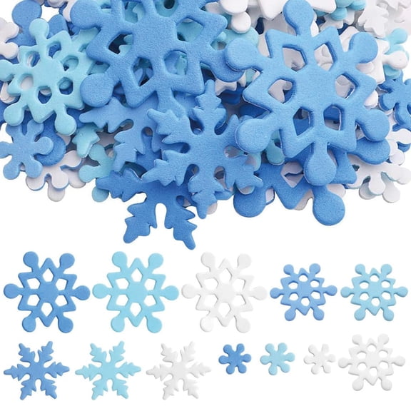 Snowflake Foam Stickers, 120pcs Foam Snowflake Stickers Self-Adhesive Snowflake Stickers Foam Craft Stickers Decals for Card Making Christmas Party Decoration and Display