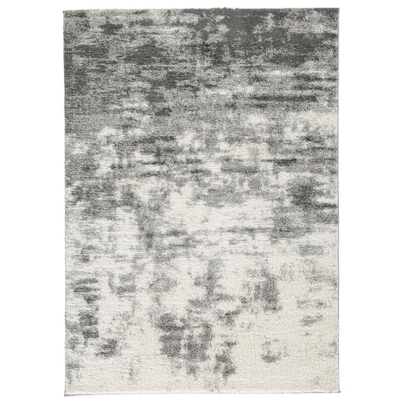 Signature Design by Ashley Gerdie High Pile 5 x 7 Foot Abstract Area Rug, Cream & Gray