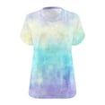 thumbnail image 5 of Plus Size Women's V-Neck Short Sleeve Tie-Dye Ombre Print Summer Basic Top, Loose Fit Stylish Plus Size Tee for Everyday Casual Wear and Weekend Outings Sky Blue XXXXXL, 5 of 5