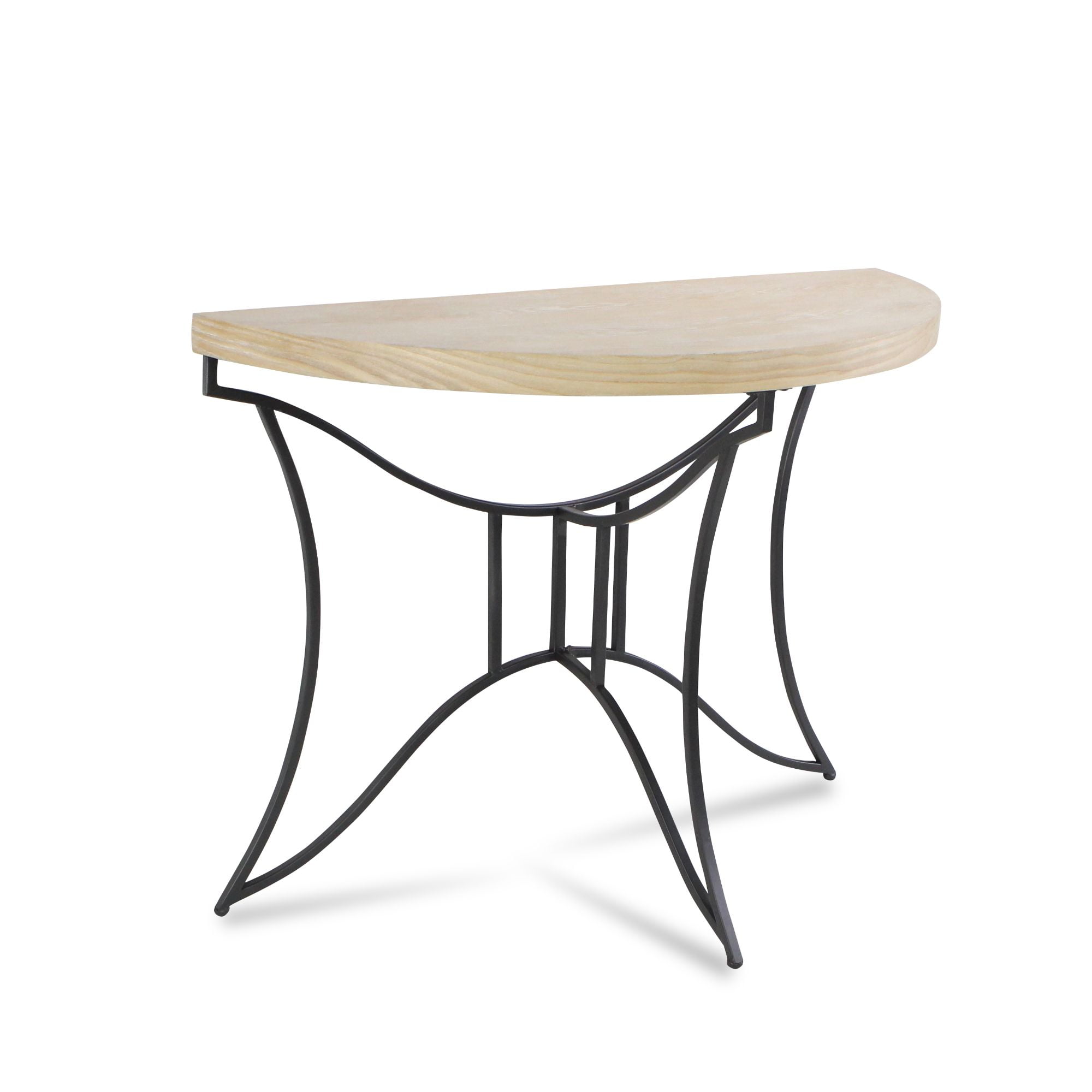 43" Beige and Black Contemporary Half Round Console Table