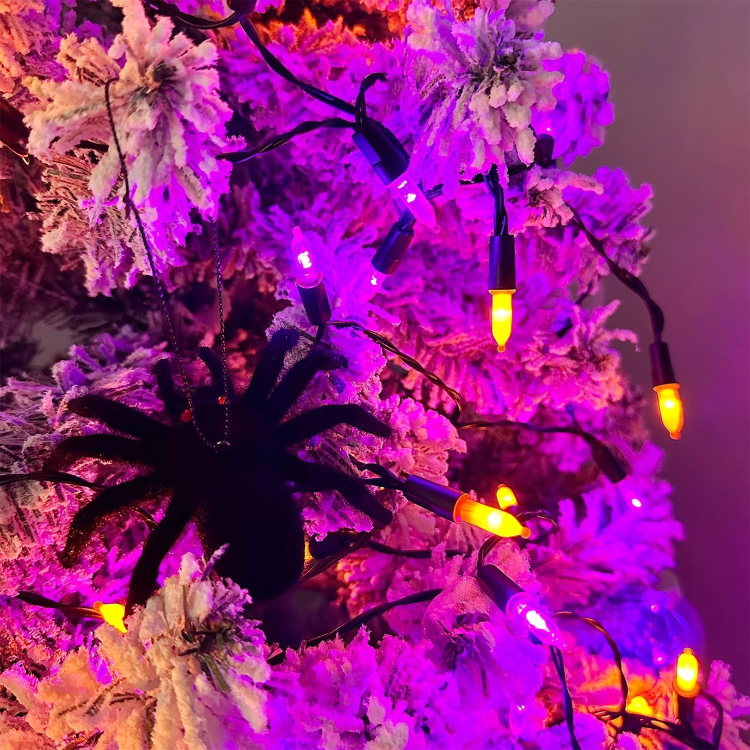 50 LED Outdoor Halloween Lights, 16 FT Mini String Light with 8 Modes, Waterproof Battery Operated Tree Lights for Indoor Outdoor Patio Garden Party Wedding Decoration, Orange & Purple