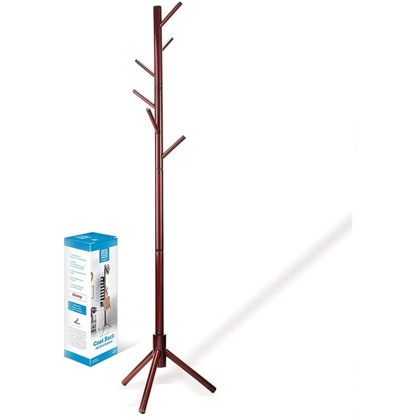 HighGrade Wooden Tree Coat Rack Stand, 6 Hooks Super Easy Assembly
