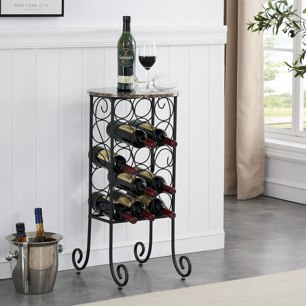 VECELO Metal Wine Rack Free Standing Wine Holder Display Shelves Stand