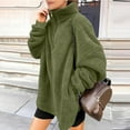 thumbnail image 6 of YUGYXL Womens Half Zip Sherpa Pullover Fuzzy Fleece Oversized Sweatshirts Long Sleeve Winter Warm Outerwear with Pockets Green M, 6 of 9