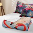 thumbnail image 4 of jejeloiu Pink Tropical Flamingo Quilt King Kids,Wild Bird Monsters Leaf King Coverlet Set,3 Pieces, 4 of 7