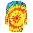 thumbnail image 4 of CYMMPU Blouses for Women Dressy Casual Round Neck Fall Trendy Shirts Tie Dye Tunic Tops Spring Tops 3/4 Sleeve Loose Fit Ombre T-Shirts L, 4 of 5