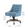 thumbnail image 7 of Swivel Home Office Chair, Height Adjustable Desk Chair with Button Tufted Back & Solid Wood Feet Fabric Padded Computer Task Chair Accent Chair for Small Space, Living Room, Studying, Blue, 7 of 7