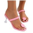 thumbnail image 3 of Wovix Slippers For Women Low Wedges Clear Heel Thong Sandals One Band Stiletto Shoes Trendy Party Wear Indoor Outdoor Shoes Green 37, 3 of 8