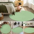 thumbnail image 6 of Light Green 5ft Round Rug, Farmhouse Solid Green Color Modern Art Non-Skid Rubber Backing Large Area Rugs - Living Room Bedroom Home Office, Indoor Floor Mat Carpets Washable Rug, 6 of 9