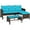 Turquoise/Beige/Gray, variant on Barara King Sofa Couch Conversation Sets, Outdoor Bistro Set, 3 Piece Outdoor Patio Furniture Set, All-Weather PE Rattan Wicker Sofa Set (Turquoise)