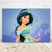 VV Backdrop Princess Jasmine Backdrop for a Baby Shower 7x5 Aladdin Castle Jasmine Background Happy 1st Birthday Vinyl Banner Jasmine and Aladdin Party Decorations ALT1
