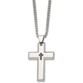 thumbnail image 3 of Chisel Stainless Steel Polished 1/10 carat Black Diamond Cross Pendant on a Curb Chain Necklace - 22" Natural Diamonds, 3 of 7