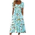 thumbnail image 2 of Azrian Womens Plus Size Dress,Women's Summer Short Sleeved Round Neck Printed Pocket Dress Best Sell in 2025, 2 of 6