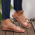 thumbnail image 5 of Xfvqtps Women Roman Strappy Sandals Flat Crisscross Elastic Strap Summer Sandals Casual Shoes Walking Sandals, 5 of 9