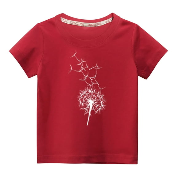 Piuwrlz T-Shirt Boy and Girls Short Sleeve Printed Top Red Size 5 Years