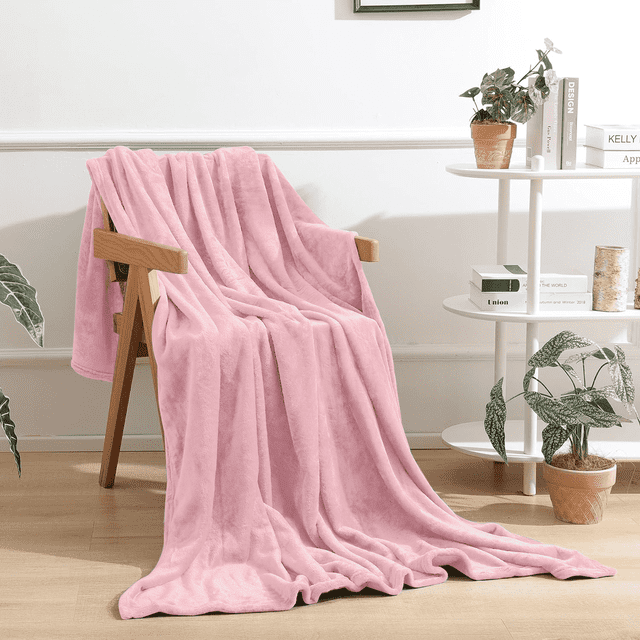 Cobija para Sofá, Mantas Ultra Suaves para Viajes, Acampar, Sofá Cama, Cobija Ligera y Acogedora para Todas las Estaciones, Decoración y Cobija para Regalar para Mujer y Hombres, 50x60in, Rosa