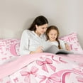 thumbnail image 5 of jejeloiu Personalized Gifts Bowtie Bedding Comforter Set,Letter C Twin Comforter Sets,Pink Bow Bowknot Bedding Set,Lightweight Room Decoration Reversible,2 Pieces, 5 of 8