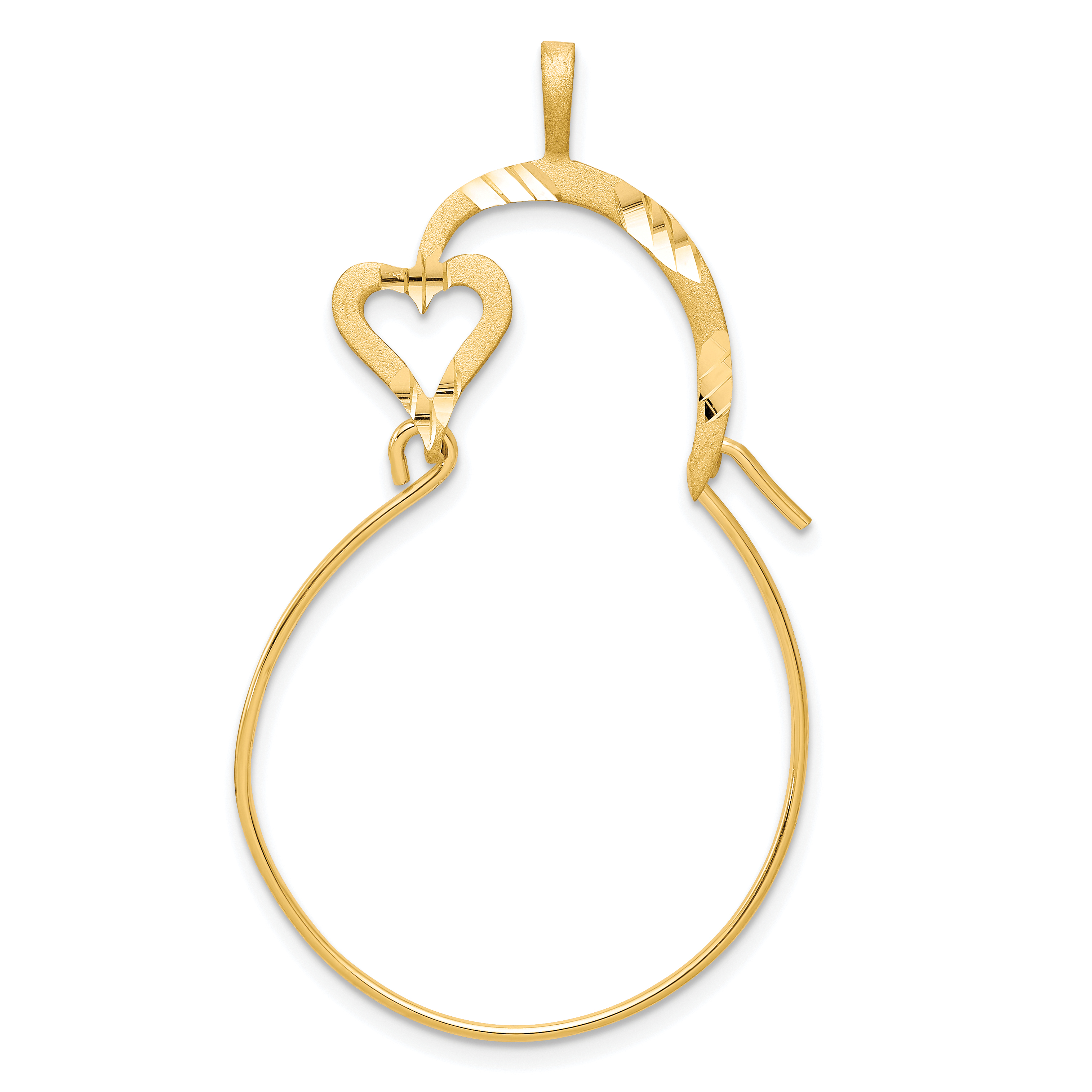 10k Yellow Gold Small Heart Necklace Charm Pendant Holder