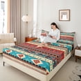 thumbnail image 4 of jejeloiu Vintage Geometric Rhombus Full Size Sheets,Colorful Aztec Triangle Bed Sheets For Men Women 4-Piece, 4 of 7