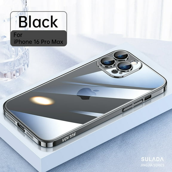 ELEHOLD Case for iPhone 16 Pro Max, Shockproof Full Camera Lens Protection Transparent Case Cover,Black
