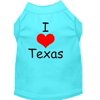 Pet Dog Cat Shirt Screen Printed, "I Love Texas"