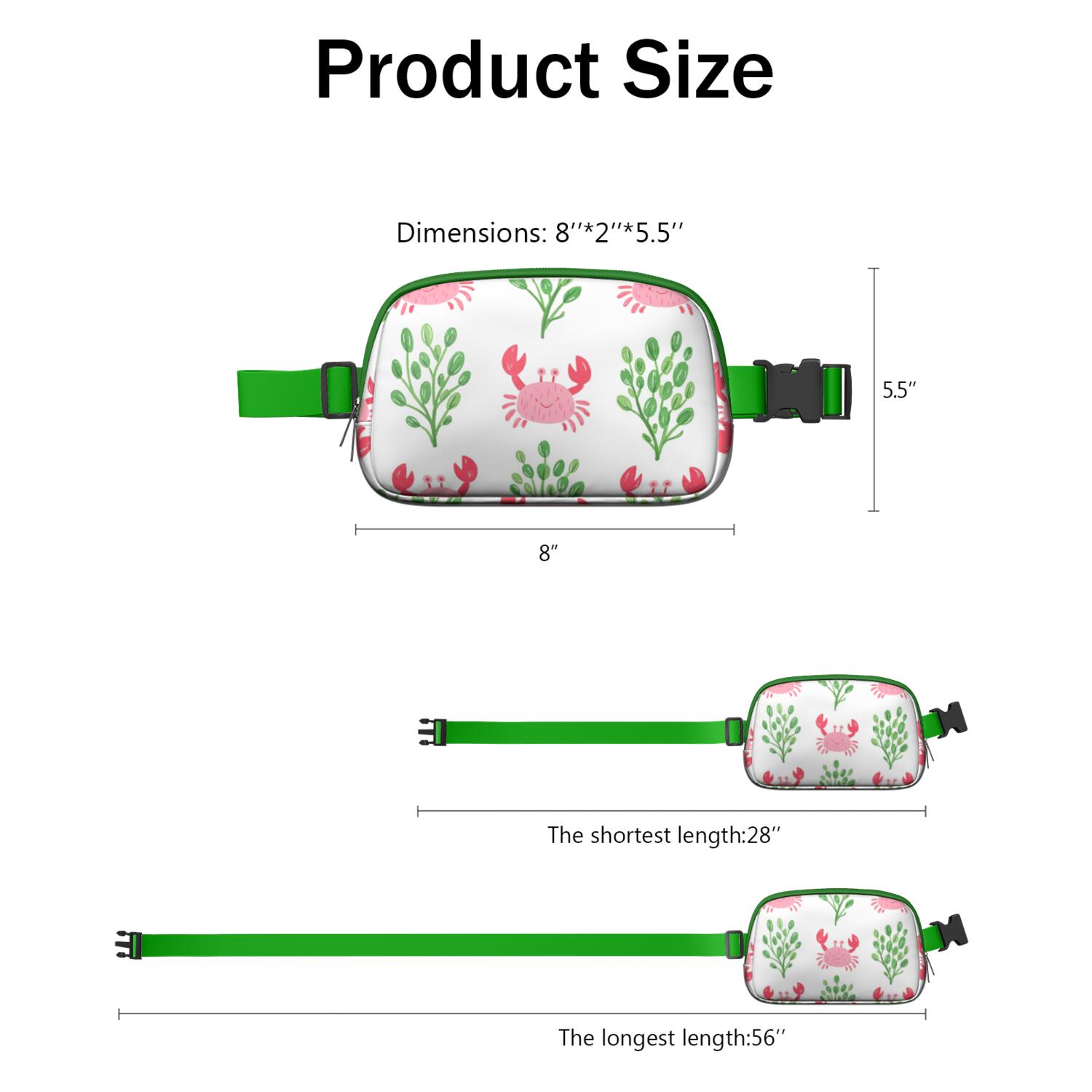 Waist Bag for Men&Women Fashionable Waterproof Fanny Pack with Adjustable Strap for Casual Running Hiking Cycling Marine Adorable Crab Sporty Waist Pack