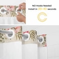 thumbnail image 3 of No Hook Shower Curtain with Snap in Liner, Easter Watercolor Bunny Blossom Flower Waterproof Fabric Bathroom Curtain Mesh Top Window, Pink Blue Floral on Linen Shower Curtains 72x84in, 3 of 9