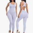 thumbnail image 2 of aidice Yoga Bodysuits for Women Summer Sleeveless Backless Slim Build in Bra Workout Leggings Jumpsuits, 2 of 5