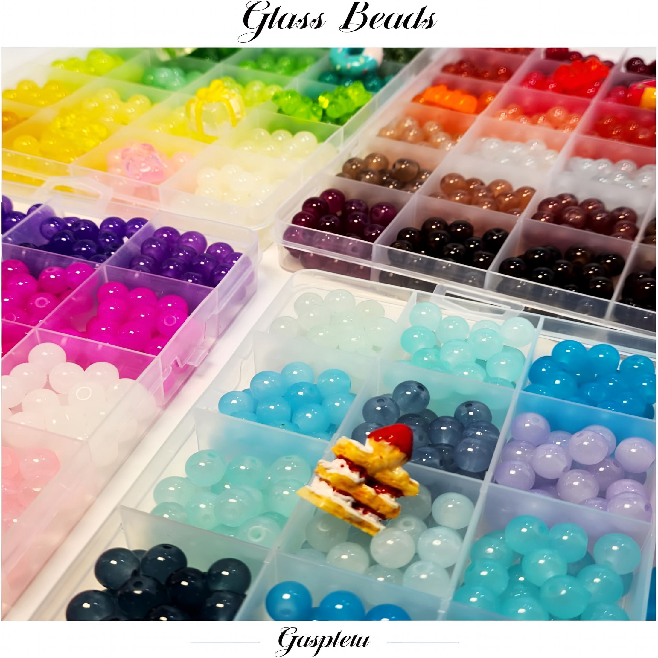 DESIGNICE 2500PCS 8mm Glass Beads Bracelet Making Kit, 96 Colors Crystal Beads for Jewelry Making, 4 Box Round Beads Suitable for Beginners