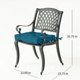 thumbnail image 6 of Brody Outdoor Cast Aluminum Dining Chair with Cushion, Set of 2, Antique Matte Black, Dark Teal, 6 of 6