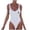 White, variant on Womens Letter Print One Piece Swimsuit - Scoop Back High Cut Sleeveless Backless Bathing Suit for Ladies