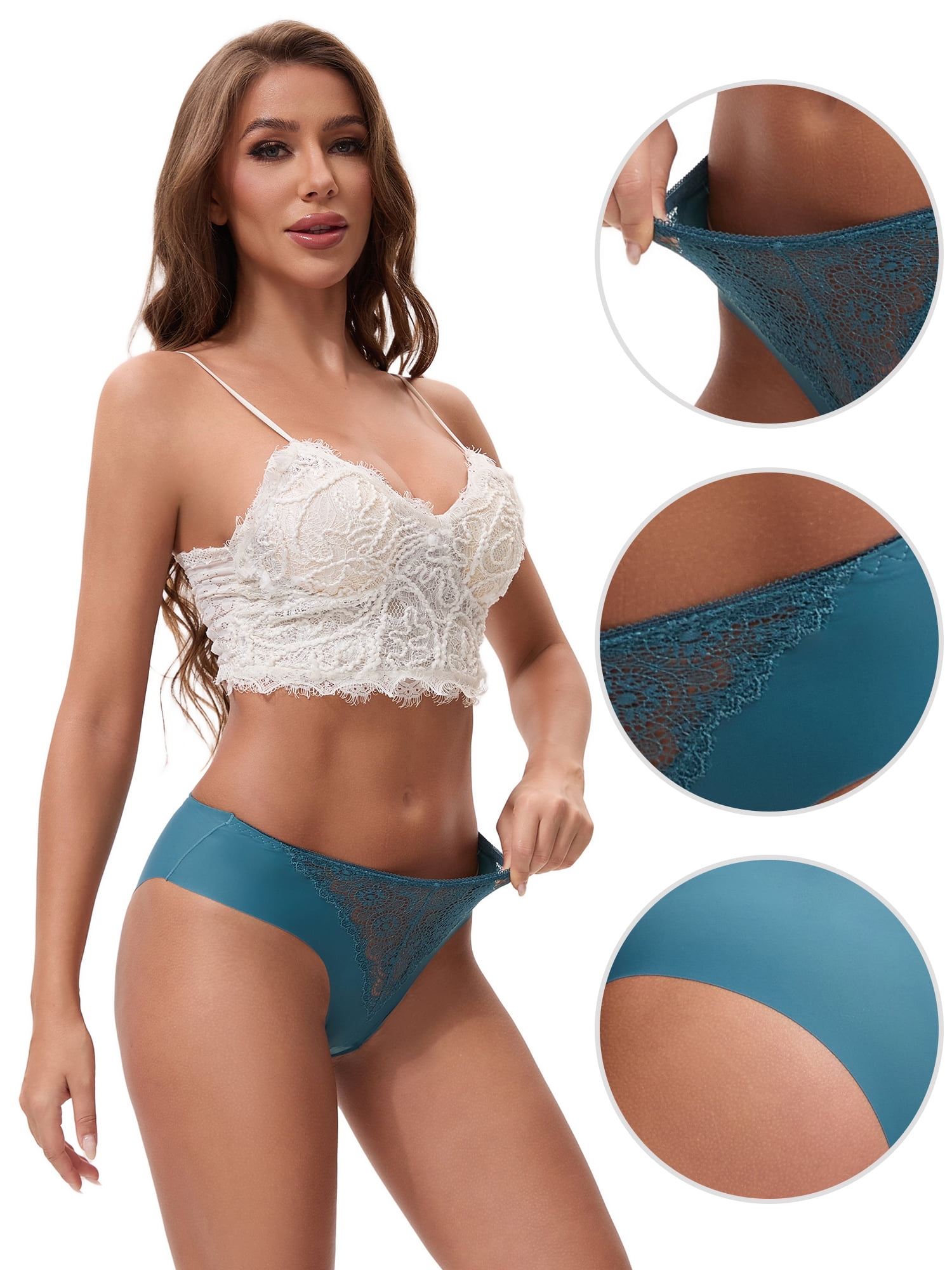 Unique Bargains Women's Mid Waisted Smooth Silky Breathable Underpants M Blue