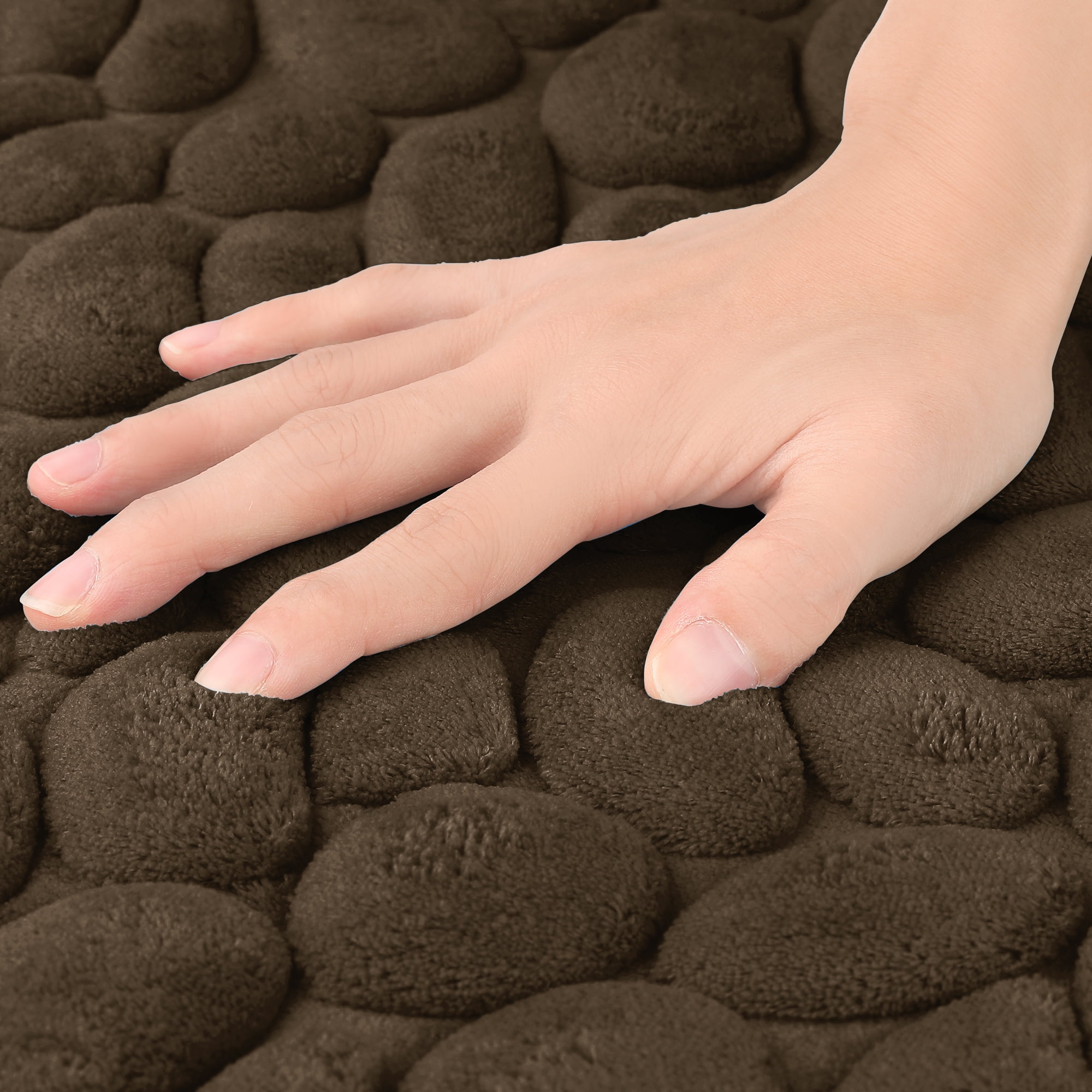 Unique Bargains Memory Foam Soft Bath Mat Quick Dry Bath Carpet Rug Brown 16"x24"