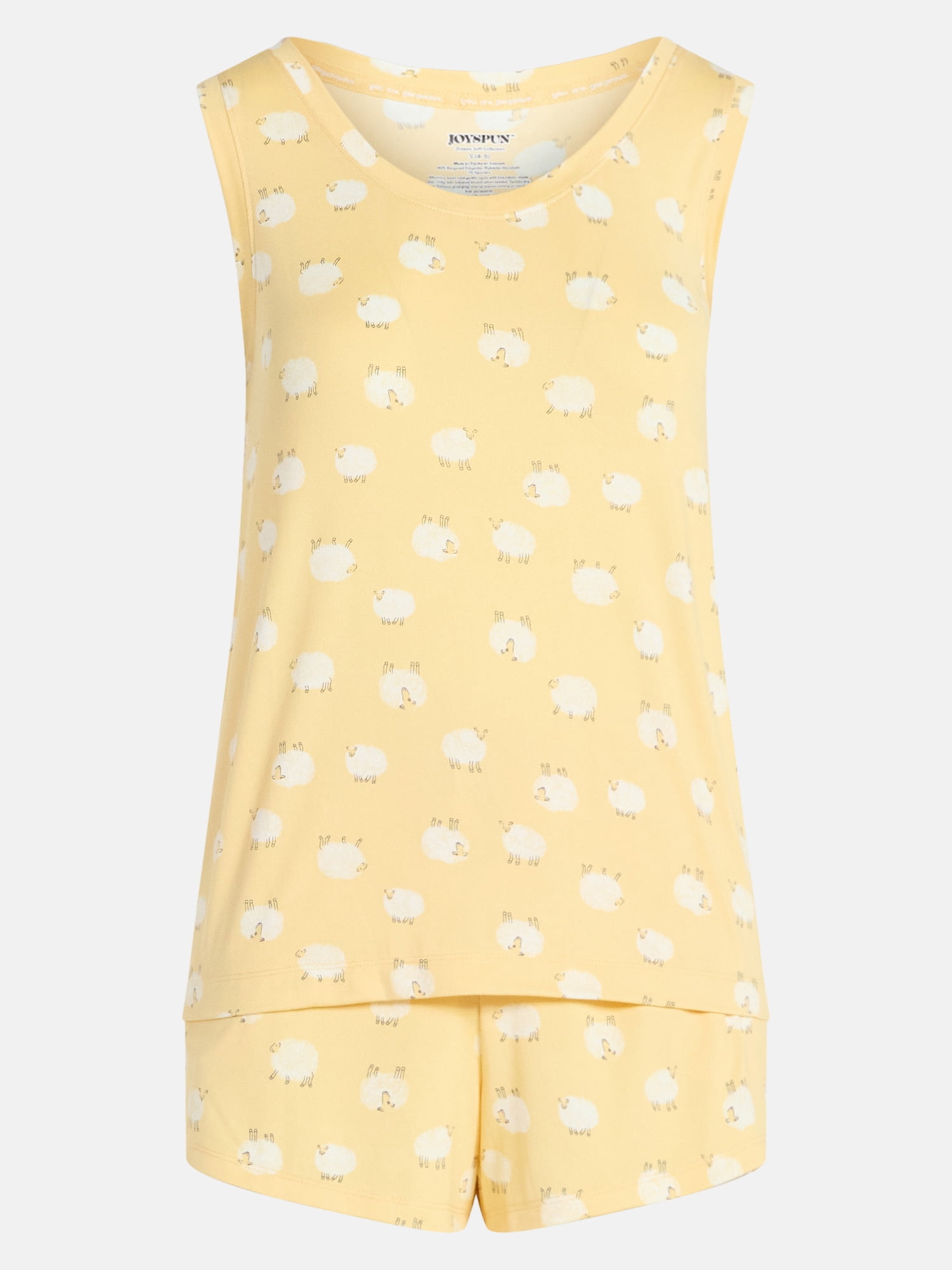 Joyspun Women's Tank Top and Shorts Pajama Set, 2-Piece, Sizes XS-3X