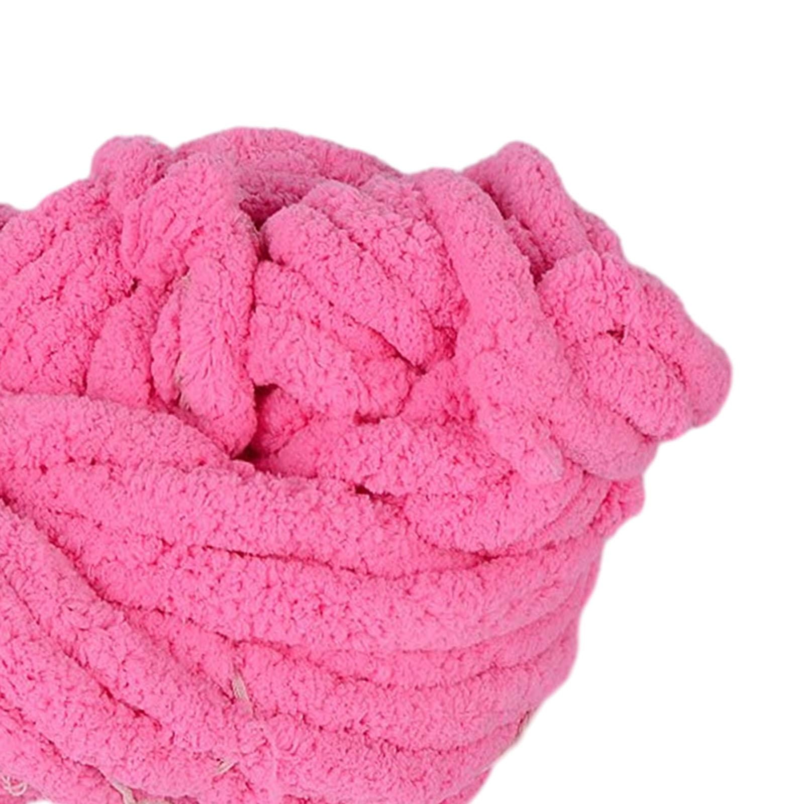 Abbraccia Chunky Chenille Yarn Acrylic Fibers Gauge 7 Jumbo Giant Washable Bulky Yarn Thick Yarn for Sofa Throw Crocheting Hat Blanket Dark Pink