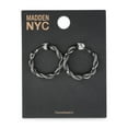 thumbnail image 2 of Madden NYC Women's Fashion Black Textured Twist Medium Hoop Earrings, 2 of 4