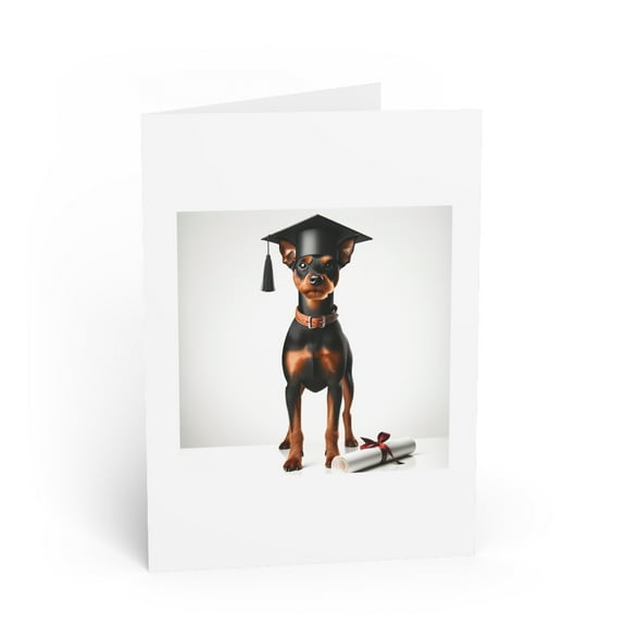DistinctInk Greeting Card / Note Card - Manchester Terrier Graduation - PACK of 5
