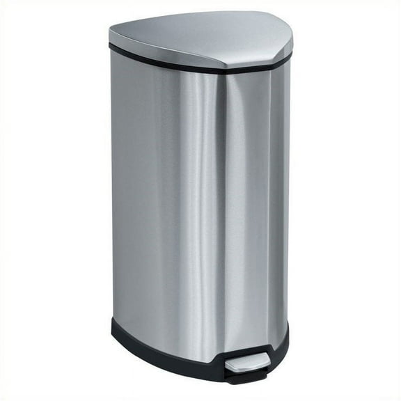 Pemberly Row Stainless Step-On 10 Gallon Receptacle in Stainless Steel
