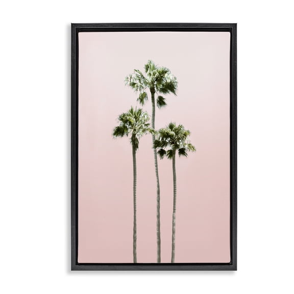 Stupell Industries Coastal Palm Getaway over Pink Black Floating Frame Canvas Art, 17 x 25, by Natalie Carpentieri