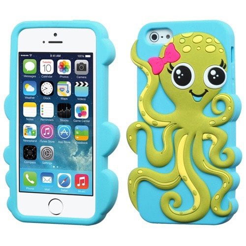 Blue/White Retail Packaging MyBat Baby Octopus Pastel Skin Cover with Package for Apple iPhone 5S/5
