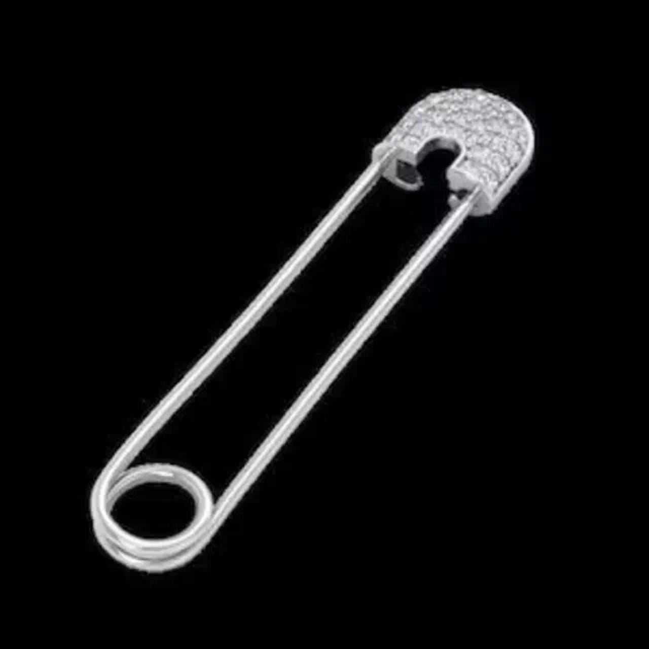 Safety Women's Brooch Pin 1.50 Ct Round Cut Lab-Created Diamond 14k White Gold Plated 925 Silver