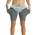 thumbnail image 2 of YUSHOW Mens 2 in 1 Running Shorts Quick Dry Athletic Shorts with Liner and Pockets, Gray, XL, 2 of 7
