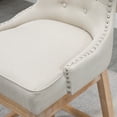 thumbnail image 5 of Upholstered Fabric Bar Height Bar Stools, 180° Swivel Nailhead-Trim Pub Chairs, 30" Seat Height With Rubber Wood Legs, Set Of 2, Cream, 5 of 9