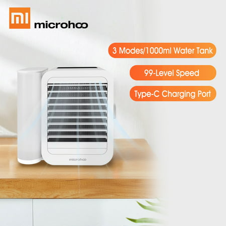 Xiaomi Microhoo USB Air Conditioner Fan 99 Speed Touch Screen 3 In 1 Mini Water Cooling Fan Timing Cooler Humidifier Type-C 1000ml