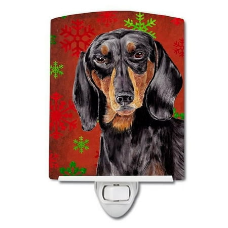

Dachshund Red & Green Snowflakes Holiday Christmas Ceramic Night Light