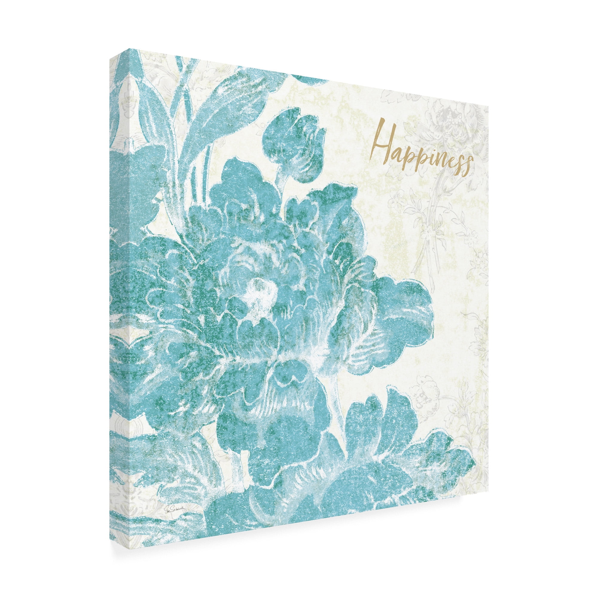 Trademark Fine Art 'Toile Roses VI Teal Happiness' Canvas Art by Sue Schlabach