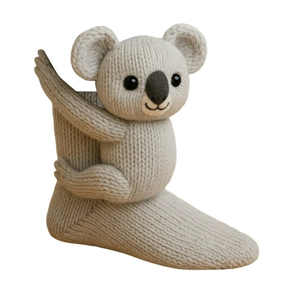 3D Knit Bunny Socks, Animal Socks Hand Crocheted, Breathable Comfort Novelty Sock