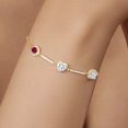 thumbnail image 4 of Gem Stone King 2.22 Ct Red Created Ruby Sky Blue Aquamarine 18K Yellow Gold Plated Silver Bracelet for Women, 4 of 4