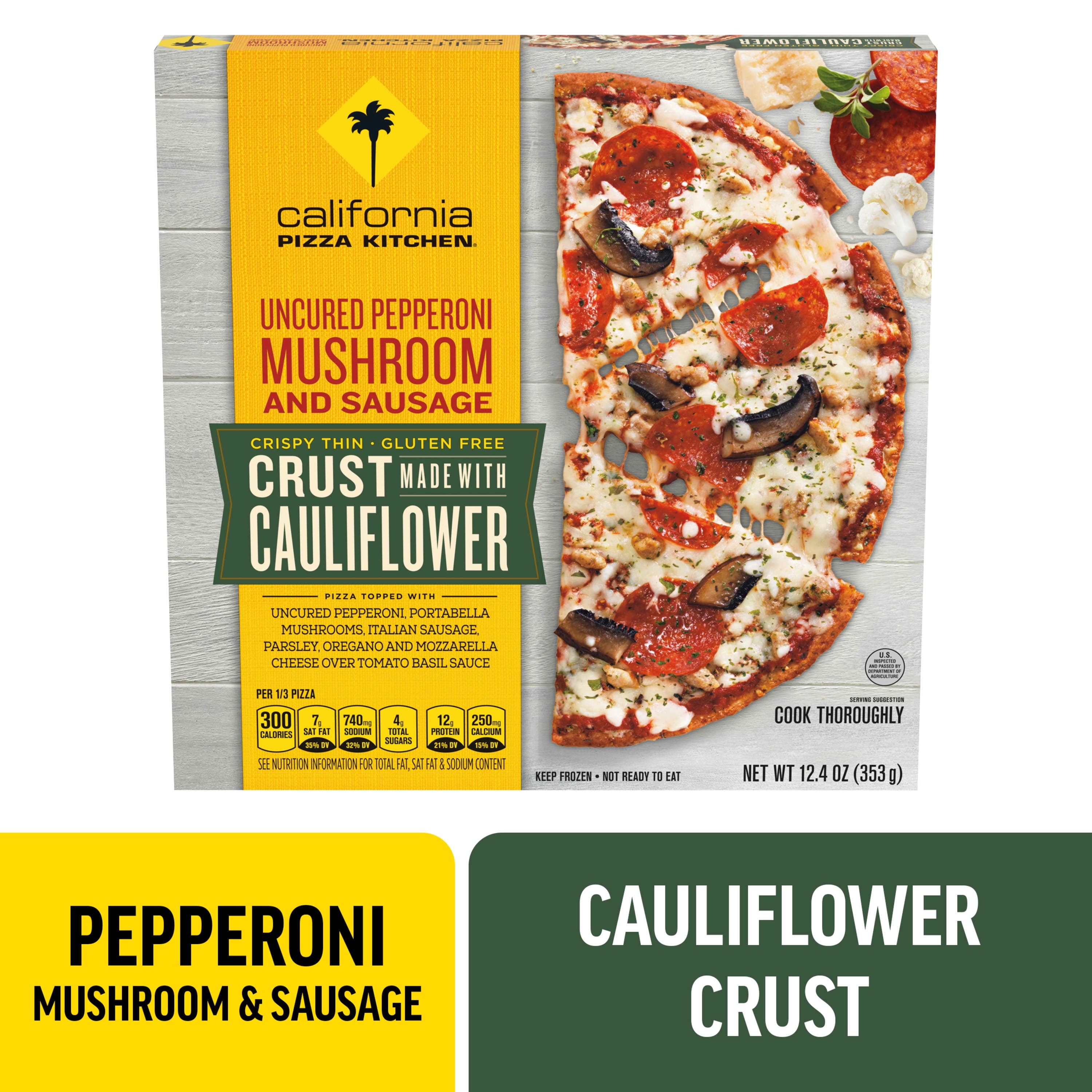 Cpk Uncured Pepperoni Mushroom Sausage Frozen Pizza Cauliflower Crust 12 4 Oz Walmart Com